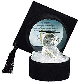 Congratulations Graduation Gift Box Ornaments With Crystal Glass Figurine and Memorable Poem, Perfect Present for University, College, and School Graduates. Special Packaging (Graduation Box Owl)
