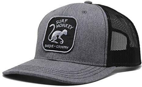 Trucker Cap Damen/Herren Surf Monkey® - One Size (55-61 cm) - Verstellbare Mesh Cap - Snapback mit luftigem Netzteil (Grau/Schwarz)