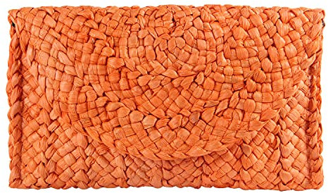 Freie Liebe Straw Clutch Purses for Women Summer Beach Bags Envelope Woven Clutch Handbags, Orange, Large