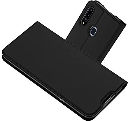 Radoo Kompatibel mit Samsung Galaxy A20S Lederhülle, PU Leder Handyhülle Brieftasche-Stil Magnetisch Klapphülle Etui Brieftasche Hülle Schutzhülle Tasche für Samsung Galaxy A20S (Schwarz Grau)