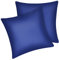 Fittia 2er-Set Satin Kissenbezug Premium Kopfkissenbezug Kissenhülle Haar- und Hautpflege Seidig mit Reißverschluss, Marineblau, 80x80cm