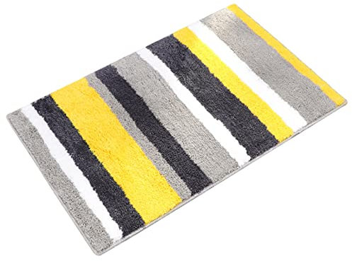 ZZDXL Badezimmerteppich Gelb Grau Badematte rutschfest,Weiche Badteppich,Badvorleger Duschvorleger,Teppich Badezimmer Waschbar,Bad Teppich Flauschig40×60cm