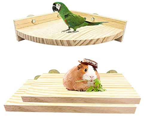 3PCS Bird Platform Perch Stand, Natural Wood Budgie Parrot Toys and Accessories for Cage for Chinchilla Mouse Rat Dwarf Hamster - Box Packaging