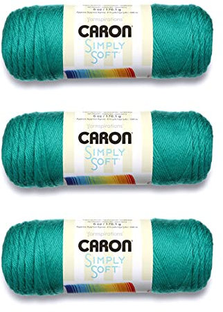 Caron Simply Soft Cool Green Garn – 3 Packungen mit 170 g – Acryl – 4 Medium (Kammgarn) – 300 Meter – Stricken, Häkeln und Basteln