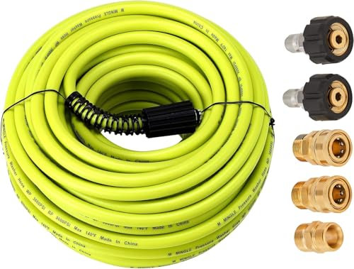 M MINGLE Hochdruckreiniger-Schlauch, 30 m x 0,6 cm – Ersatz-Waschschlauch mit Schnellverbindungs-Kits – Hochdruckschlauch mit M22 14 mm Armaturen – 3600 PSI