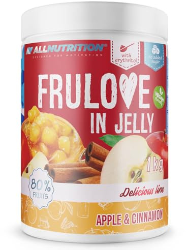 ALLNUTRITION Frulove In Jelly Apple & Cinnamon - Zuckerfreie Marmelade - Marmelade ohne Zucker - 80% Jelly Fruit Kalorienarme Süßigkeiten - Fruchtaufstrich ohne Zucker - Brotaufstrich Vegan - 1000g