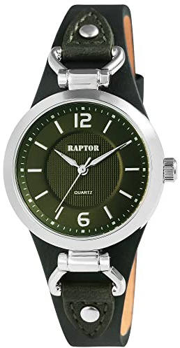 Raptor Classic Damen-Uhr Unterlegband Leder Leuchtzeiger Analog Quarz RA10148