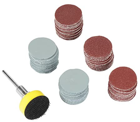 Lot de 100 Disques de Ponçage à Mixte, 25 Mm, Kit de Disque de Ponçage avec Tampon de Ponçage en Boucle pour Outil Rotatif Papier de 100/180/240/1500/3000