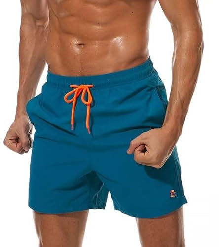 Tansozer Costume da Bagno Uomo Mare Pantaloncino Slip Surf Piscina Impermeabile Asciugatura Rapida Blu Malachite XL