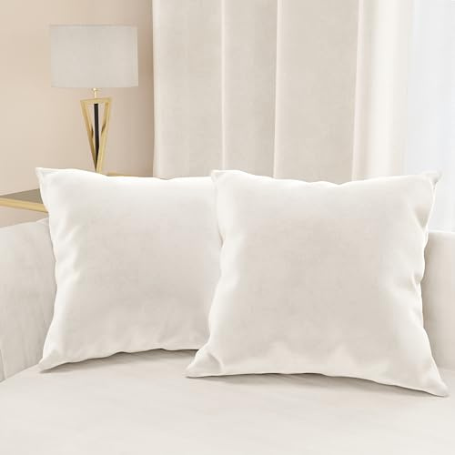 PETTI Artigiani Italiani - Cuscini Arredo in Velluto, Cuscino per Camera da Letto, Divano Salotto, Federa Cuscino, Bianco Latte 2 Pezzi - 40x40 cm