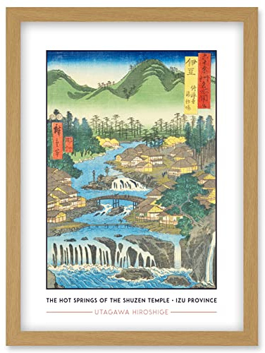Wee Blue Coo The Hot Springs of the Shuzen Temple Izu Province Utagawa Hiroshige Japanese Woodblock Classic Collection Artwork Framed Wall Art Print A4