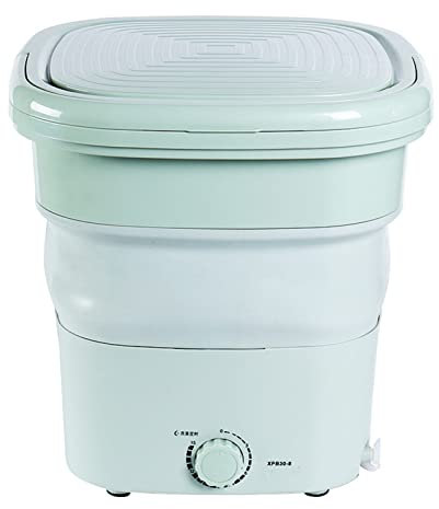 Mini Collapsible Washing Machine, Portable Top Load Washing Machine With Drain Basket (Color : Groen)