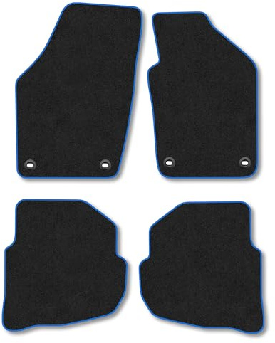VW Polo (2002-2009) Carpet Car Mats | Blue Edge Trim Tailored Fit Floor Mats Full Coverage Protection Accessories Easy Clean Anti Slip Made in the UK