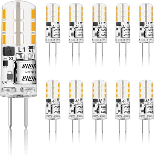 SGEPLED G4 LED Lampe 2W Warmweiß 2700K 180lm COB Glühbirnen Ersatz für G4 10W 20W Halogenlampen, 12V AC/DC, 360° Abstrahlwinkel, Kein Flackern LED Leuchtmittel Birne, Nicht Dimmbar,10er Pack