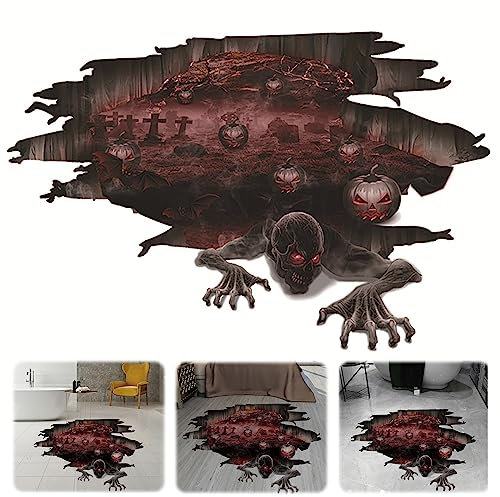 Forhome Halloween Horror Bodenaufkleber - 3D Wandaufkleber Wandtattoos Dekoration, Zombie Kürbis Wand Bodenaufkleber, Horror Atmosphäre Aufkleber PVC Dekor