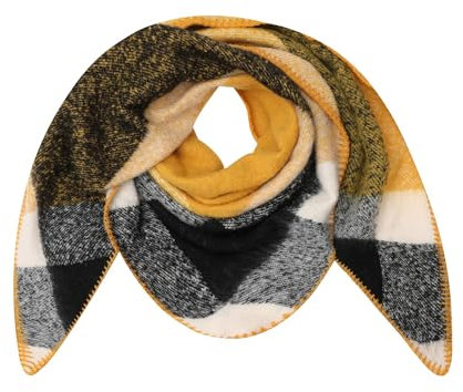 Ever Bloom Damen Schal kariert, Herbst Winter Halstuch, Winterschal mehrfarbig Karo Deckenschal warm weich, S23683:Curry