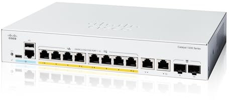 Cisco Catalyst 1200-8P-E-2G Smart Switch, 8 porte GE, PoE, alimentatore esterno, 2 porte combinate 1GE, protezione limitata a vita (C1200-8P-E-2G)