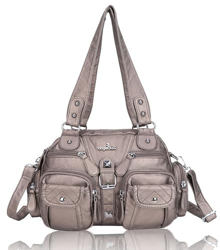 Angel Kiss Damen Henkeltaschen, Einfache Handtaschen PU Leder Tote Shopper Bag für Arbeit, Schule, Einkauf mit Reißverschluss und Innentasche
