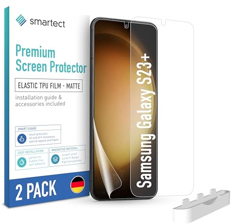 smartect TPU Protector Pantalla 2 Piezas Mate para Samsung Galaxy S23 Plus | Película Protectora HD Antiarañazos, Antirreflejante, Sin Burbujas, Compatible Huella Digital, Compatible Funda
