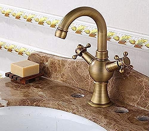 Wasserhahn, Wasserhahn, Waschbeckenmischer, Kupferbecken, Antiker Wasserhahn, Heißer Und Kalter Doppelwaschbecken-Wasserhahn