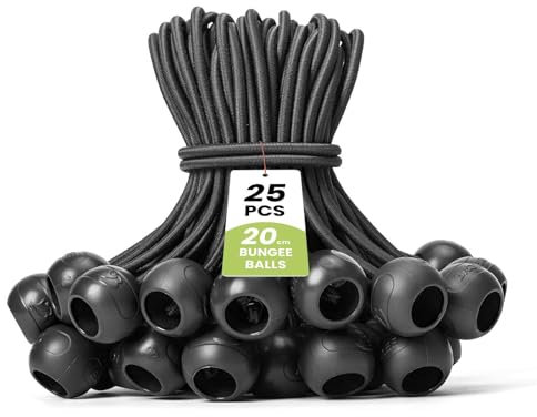 Brotree Spanngummis mit Kugel 25 Stück 20cm Gummispanner mit Kugel Kurz Zeltgummis Planenspanner mit Kugel for Planen, Zelte, Banner, Pavillons, Netz