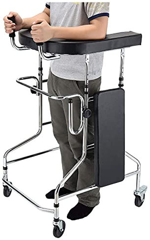 Trainingsgerät für die unteren Gliedmaßen, Stehständer, aufrechter Gehhilfe, Gehhilfen für Senioren, zusammenklappbarer Rollator, Tragfähigkeit 100 kg, mit gepolsterten Armlehnen, höhenverstellbar