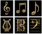 TOCDGOO Vintage Musik Symbolische Kunstdrucke Wandbild Musik Wanddekoration – Musiknoten Musikelemente Musikinstrument Leinwand Poster – Musikzimmer-Dekor – 6er-Set – (20,3 x 25,4 cm ungerahmt) –