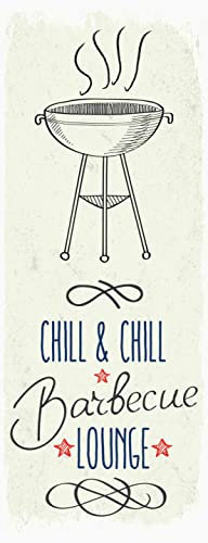 AGDeko® Blechschild 27x10 cm Chill & Chill Barbecue Lounge