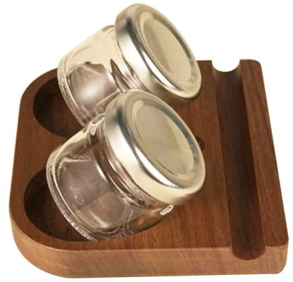 Yushen Kalligraphie-Stifthalter aus Holz mit zwei Glas-Tintenflaschen-Behältern, schräger Federhalter aus Holz, Standfuß-Set, Schreibtisch-Tischdekoration