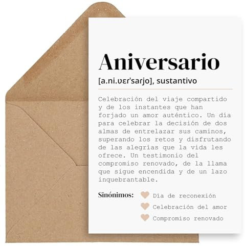 CONTRAXT Tarjeta aniversario pareja. Regalos Tarjeta postal de aniversario de Boda oro plata bronce platino con sobre hombre o mujer novios parejas
