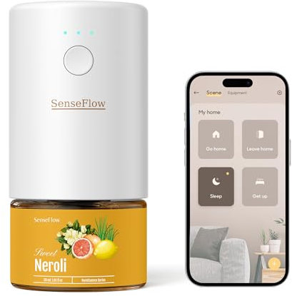 SenseFlow Difusor Aceites Esenciales Difusor de Aromas Smart Wi-Fi SF101S -Ultrasónico Sin Agua, 100 % Vegetal, Aromaterapia120 Días, para Hogar, Hotel y Estudio hasta 100 ㎡ (Neroli)