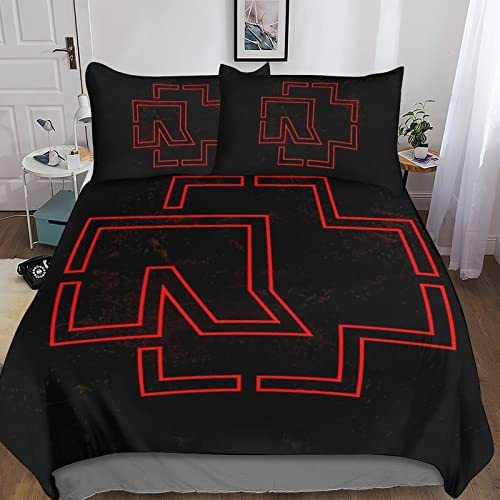 Enfunt-Home 3D Drucken Band Bettwäsche Set 135x200,Microfaser Einzelbett 1 Bettbezug Mit Reißverschluss + 1 Kissenbezüge 80x80