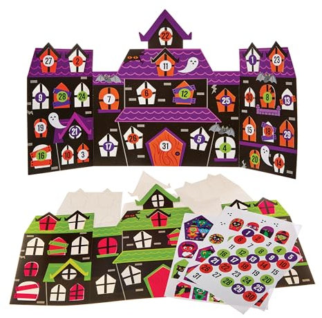 Baker Ross FN297 Spukhaus-Countdown-Sets - 2er-Pack, Halloween-Adventskalender, Halloween-Basteleien für Kinder