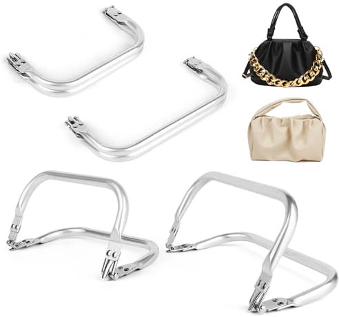 TNOMSNO 4 Stück Taschenrahmen Verschluesse, Aluminium Geldbeutel Rahmen, 2 Größen Aluminium Handtaschenrahmengriffe, Kupplungs Rahmen für DIY Handtasche Geldbörse Reparatur Nähtasche