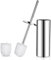 GERUIKE Toilettenbürste Klobürste mit Stehen Klobürstenhalter WC Bürstengarnitur enthält 2 Weiße WC Bürstenkopf und Toilettenbürstenhalter aus Edelstahl Chrom Silber