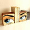 Buchstützen Ziegelstein Pop Art Backstein Deko Regal Skulptur blaue Augen Manga Comic Upcycling