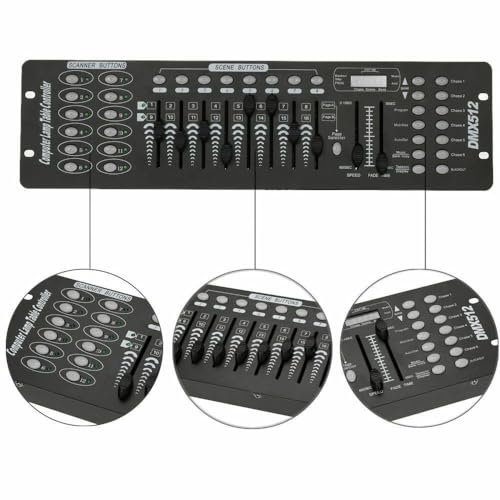 Gziztx DMX Controller DMX 512 Controller 192 Canali Dmx Console 240 Scenes per lampada da palco, Moving Head, DJ, Disco, Club, Feste