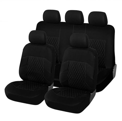 Valcla Auto Sitzbezüge für Hyundai i10 i-10/i10 N Line 2000-2023 2024, Stoff Sitzbezug Schonbezüge Sets Vorne Hinten Atmungsaktiv Rutschfester, Auto Sitzkissenschutz Zubehör,C Black