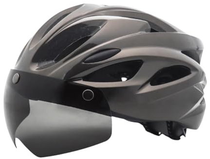 perfk Fahrradhelm Sporthelm mit abnehmbarem Visier Verstellbarer Kopfumfang Herren Damen Biker Fahrradhelm, Titan