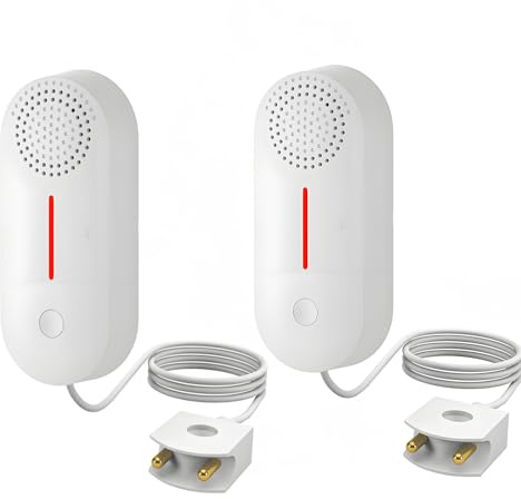 WLAN Wassermelder Alarm: intelligenter Wassersensor Alarm, Wasserleck Detektor, 100 dB Wasserstandssensor mit App-Fernüberwachung, kabelloser Tankstand-Monitor für Keller, Küche, Badezimmer (2 Stück)