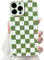 NITITOP Compatible with iPhone 13 Pro Case Cute Aesthetic Checkerboard Checkered Pattern for Women Girl Trendy Slim Fit TPU Silicone Shockproof Full Camera Protection Cover - Green