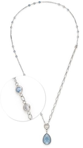 JEWELS BY LEONARDO Schmuckset Clip & Mix Vicky • 3 tlg. Set aus Halskette 50 cm • Armband 18,5 cm • Anhänger 3,7 cm • facettierte Glassteine in klar und blau • silberbarbener Edelstahl • 024934