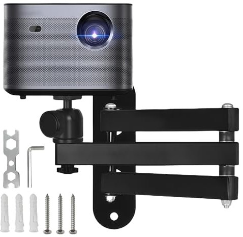 Beamer Wandhalterung, Faltbarer Beamer Halterung Wand Projector Stand Universelle Projektorhalterung Verstellbare Beamerhalterung mit 1/4 Gewinde, Metallhalter für Schlafzimmer, Wohnzimmer, Büro