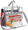 Transparente Tragetasche, PVC Tasche Transparent Clear Bag Stadium Approved Durchsichtige Tasche Bibliothek Clear Tote Bag für Das Fitnessstudio, für Arbeit, Sportspiele und Konzerte (Grau)