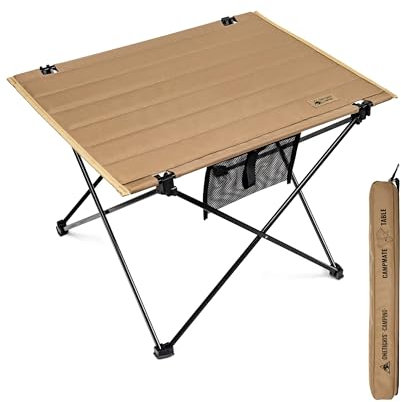OneTigris CAMPMATE Campingtisch faltbar, Klapptisch klein faltbar, Outdoor Tisch Ultraleicht tragbarer, Tisch klappbar, Tragfähigkeit bis zu 30 kg für Outdoor, Wandern (Kojote Braun)