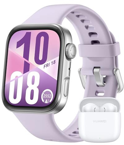 HUAWEI Watch FIT 4 Montre connectée, + Freebuds SE 2 Blanc, Ultra-Fine, iOS et Android, Autonomie de la Batterie jusqu'à 10 Jours, Appels Bluetooth, GPS, AMOLED écran, Tracker d'activité, Violet