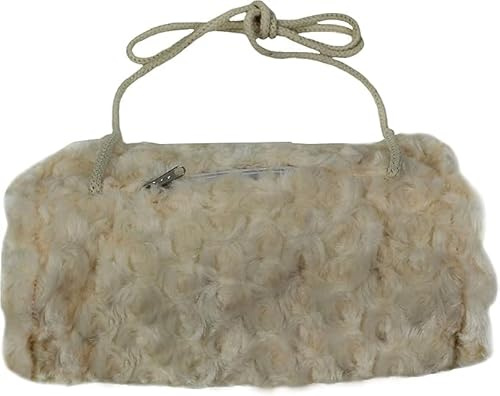Ringelsuse - Kuscheliger Handwärmer, Muff für Mädchen und Damen größenverstellbare Baumwollkordel mit Innenfach-Tasche Fell 25 x 18 cm Fairtrade Creme-weiß