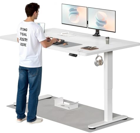 TRIUMPHKEY Höhenverstellbarer Schreibtisch 180x80cm, Dualmotor & USB-A | 25mm Einteilige Tischplatte,Elektrisch Schreibtisch mit Touchscreen & Kabelmanagement, Ergonomischer Bürotisch,Weiß