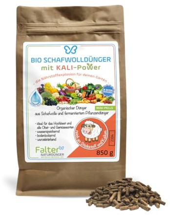 Falter BIO Schafwolldünger mit KALI-Power 850 g | Gemüse- & Hochbeetdünger | Schafwollpellets als Tomatendünger, Gemüse- & Hochbeetdünger, Zum Pflanzen von Hecken, Zum Pflanzen von Rosen