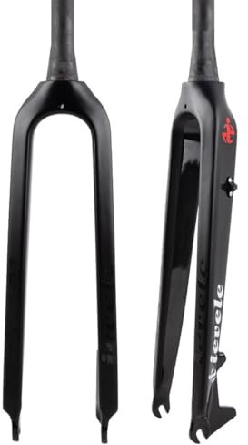 TOTLAC Fourche de vélo en Fibre de Carbone, Fourche Rigide à Tube Conique de 28,6 mm (1-1/2), Fourche Avant de VTT, 26 Pouces, 27,5 Pouces, 29 Pouces, 29 L, Frein à Disque QR (Noir, coni